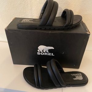 Sorel Women's Ella II Puff Slide Sandal Black Size 9 NIB